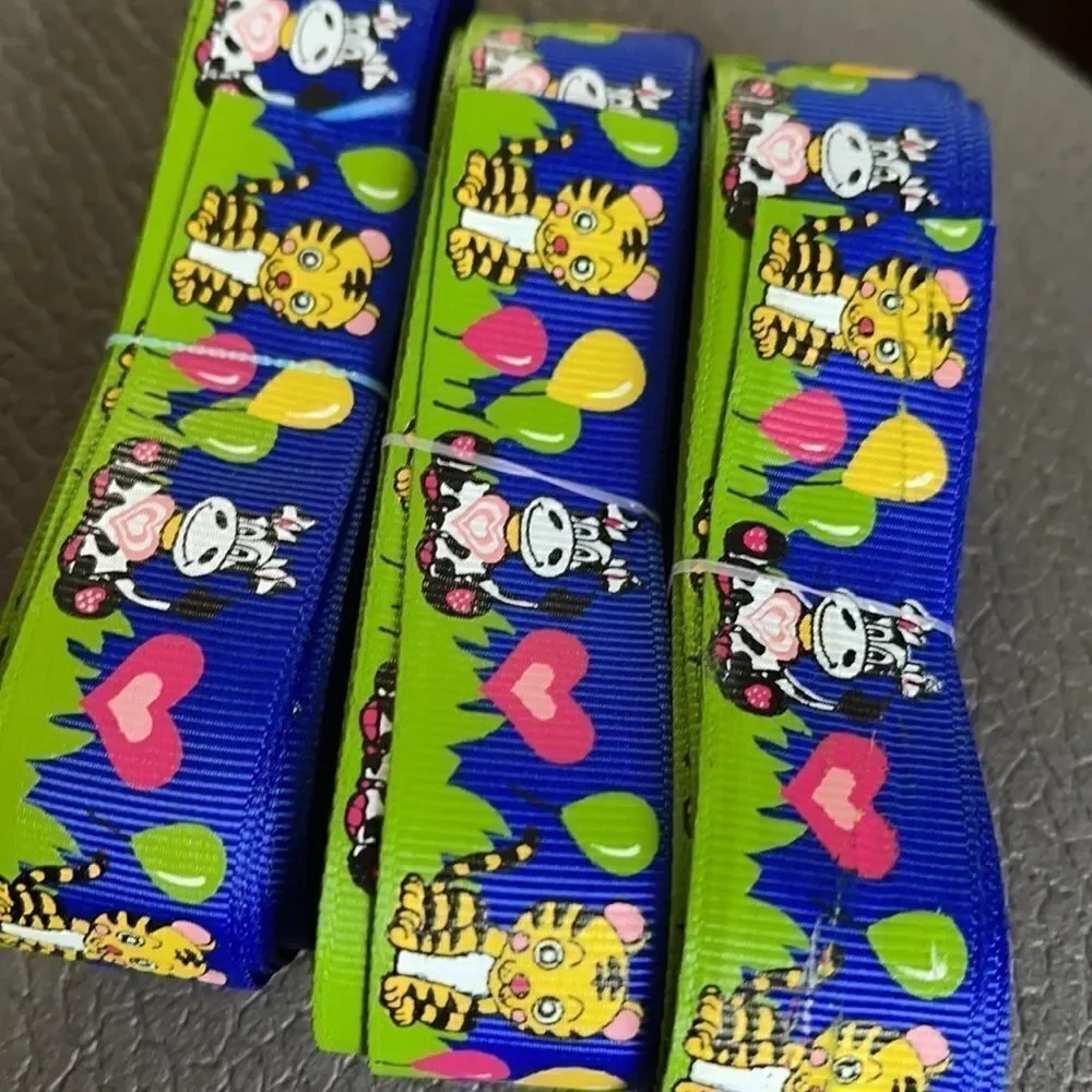 Grosgrain Ribbon 7/8” 5 yards 5/$20 Zoo party balloons cow dog birthday hearts